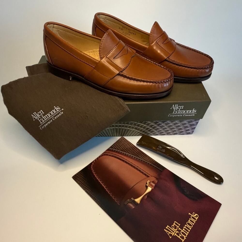 NIB Rancourt x Allen Edmonds Cameron Penny Loafer Brown Made in Maine 6.5 Wide E